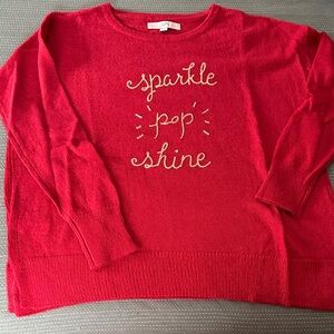 LOFT Red Sweater with Sparkle Design